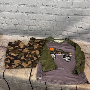 Boutique Fall Camo Pumpkin Monster Truck Pattern Boy’s Outfit